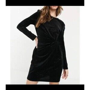 Paris Atelier & Other Stories Glitter Sparkle Velour LS Mini Dress Black Size XS